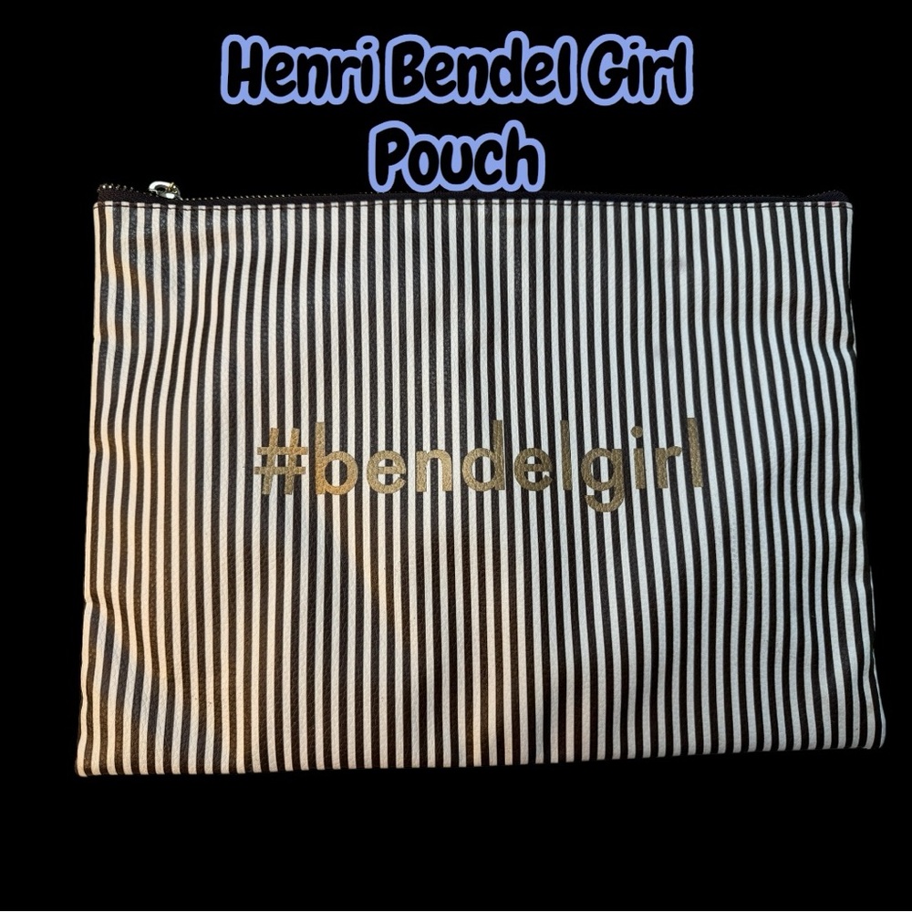 Henri Bendel Black and White Striped Pouch